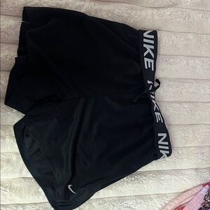 Nike Women's Black Athletic Shorts with Branded Waistband